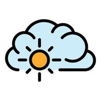 Sunny cloud icon color outline vector