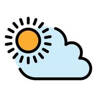 vector de contorno de color de icono de nube de tiempo soleado