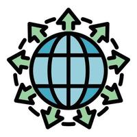 Full global network icon color outline vector