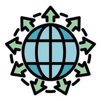 Full global network icon color outline vector