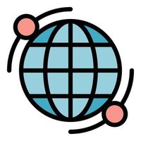 Planet network icon color outline vector