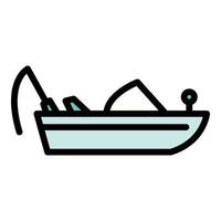 Speed fishing boat icon color outline vector