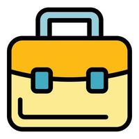 Suitcase briefcase icon color outline vector