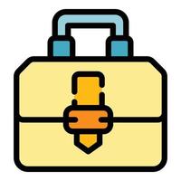Briefcase bag icon color outline vector