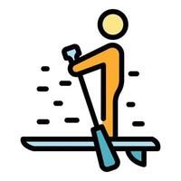 Silence sup surfing icon color outline vector