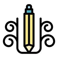 Pencil icon color outline vector