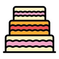 Cream big cake icon color outline vector