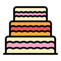 Cream big cake icon color outline vector