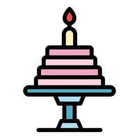 Candle cake icon color outline vector