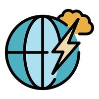 Flash global warming icon color outline vector