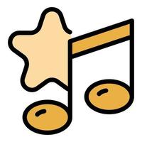 Star note music icon color outline vector