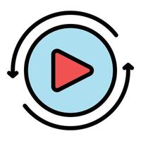Play button process icon color outline vector