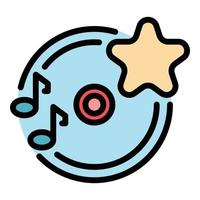 Star playlist icon color outline vector