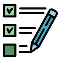 certificado lista pluma escribir icono color contorno vector