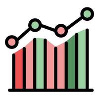 Graph chart comparison icon color outline vector