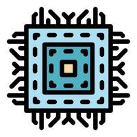 Component processor icon color outline vector
