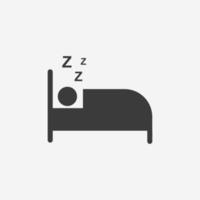 Sleeping in bed icon vector isolated symbol sign