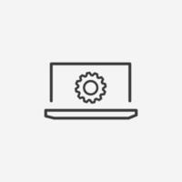 setting, computer, laptop, technology, gear icon vector isolated symbol sign