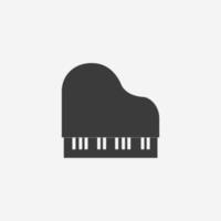 vector de icono de piano. música, pianista, nota, melodía, concierto, musical, músico, obra de teatro, símbolo clásico