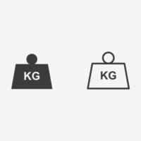 vector de icono de peso. kg, kilogramo, medida, medida, signo de símbolo de equilibrio