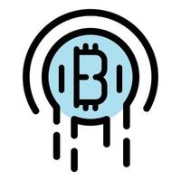 Melting bitcoin icon color outline vector