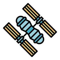 Solar space station icon color outline vector