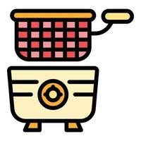 Machine deep fryer icon color outline vector