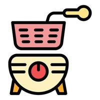 Hot deep fryer icon color outline vector