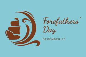 Forefathers Day background. Design with ship. vector