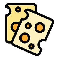 Cheese slices icon color outline vector