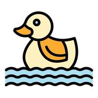 Baby bath duck icon color outline vector