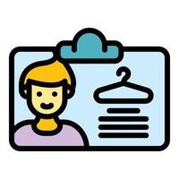 Laundry worker badge icon color outline vector