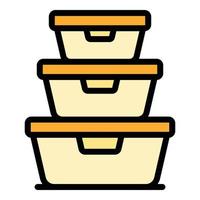 Lunch boxes icon color outline vector