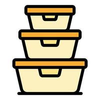 Lunch boxes icon color outline vector