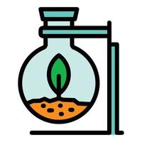 Plant in flask icon color outline vector