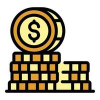 Coin stack fund icon color outline vector