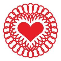 Embroidery heart icon, simple style vector