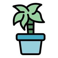 Bedroom palm tree pot icon color outline vector