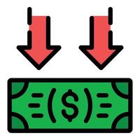 Investment dollar icon color outline vector