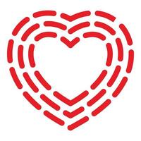 Dashed line heart icon, simple style vector