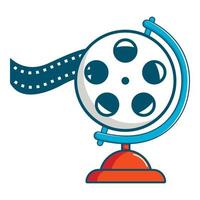 Film reel icon, cartoon style vector