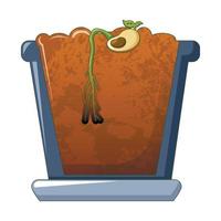 Bean in ground germinated icon, cartoon style vector