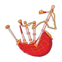 Red bagpipes icon, cartoon style vector