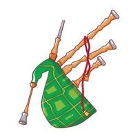 Scootish bagpipe icon, cartoon style vector