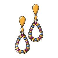 Gemstone earrings icon, cartoon style vector