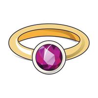 Ruby ring icon, cartoon style vector