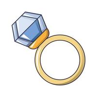 Diamond ring icon, cartoon style vector