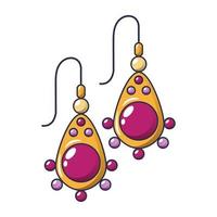 Ruby earrings icon, cartoon style vector