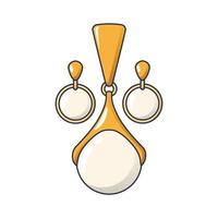 Pearl earrings icon, cartoon style vector