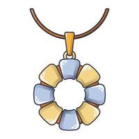 Flower necklace icon, cartoon style vector